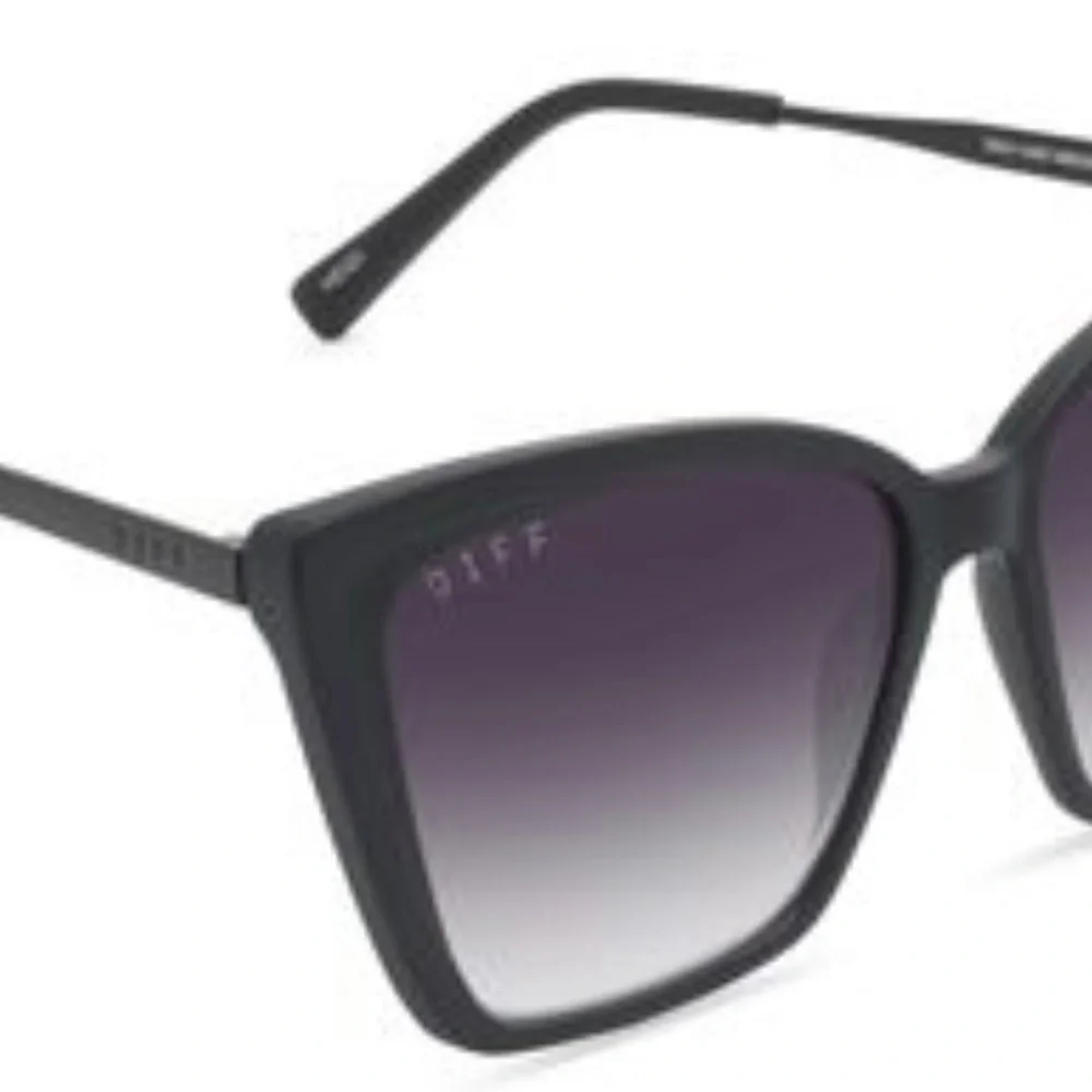 DIFF Heidi Sunglasses Matte Black Frame Grey Gradient Lenses Sharp Cat Eye NIB